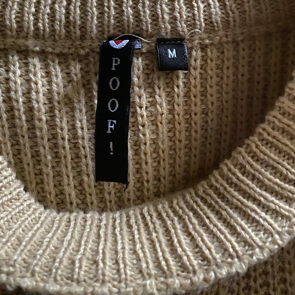 Long Sleeve Tan Sweater with Lace Up Detail in Deep V Opening Size Medium - Picture 7 of 8